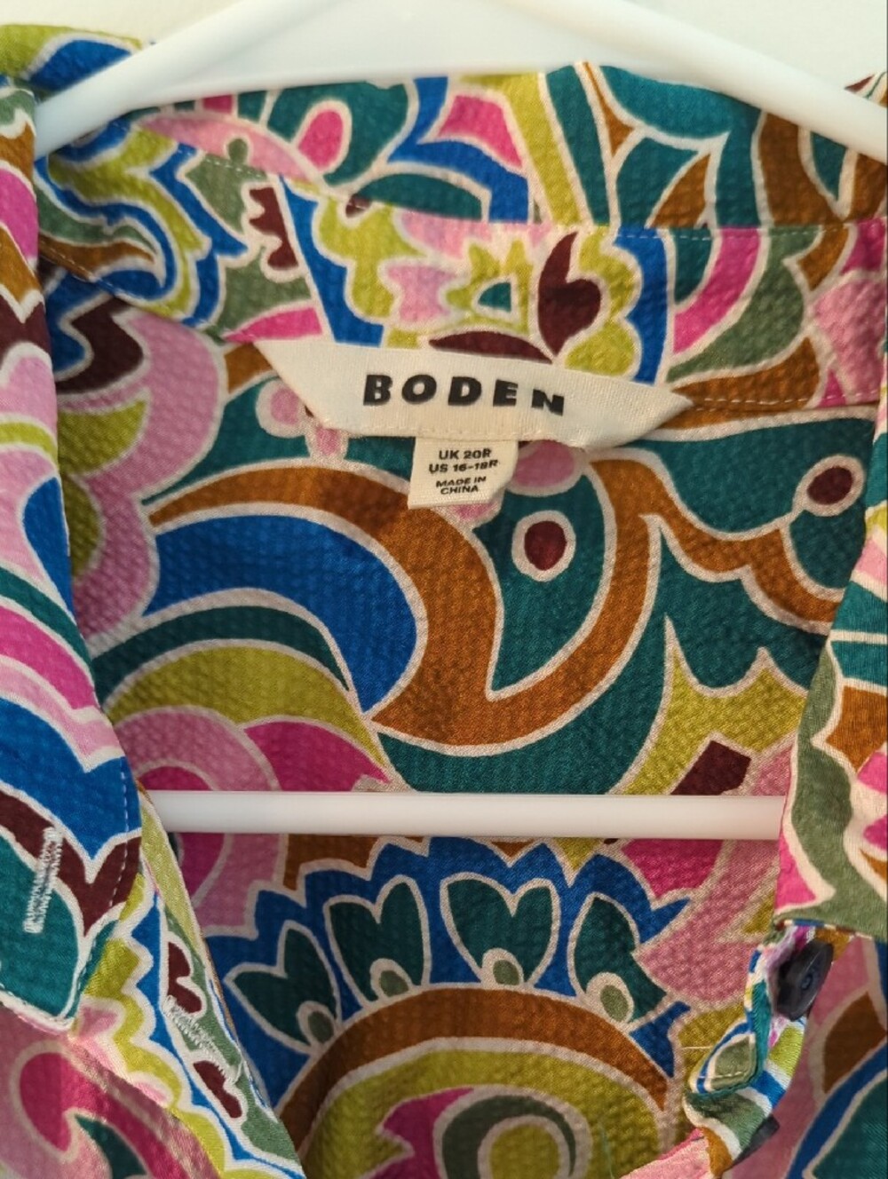 Boden Kate Satin Shirt Dress in Multicolor Paisley, US 16-18R - Picture 2 of 8